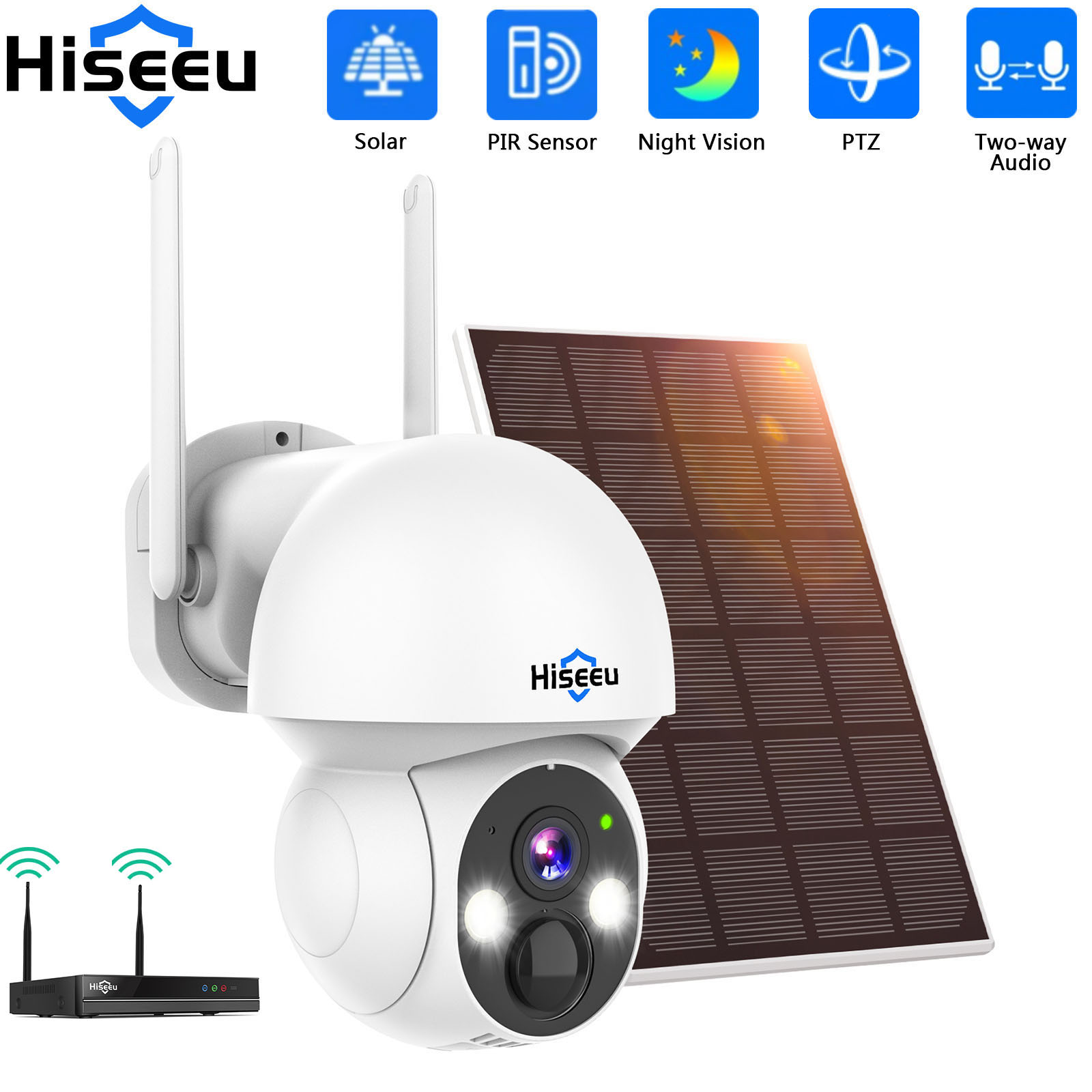 Security Ip Camera - Hiseeu 2K 4MP WIFI PTZ Solar