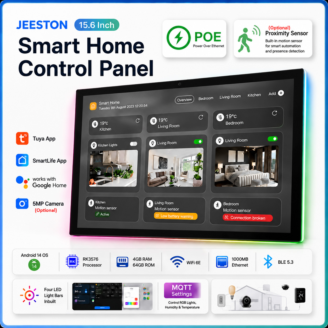 Smart Home Touchscreen Control Panel - 15,6-calowy panel dotykowy do sterowania inteligentnym
